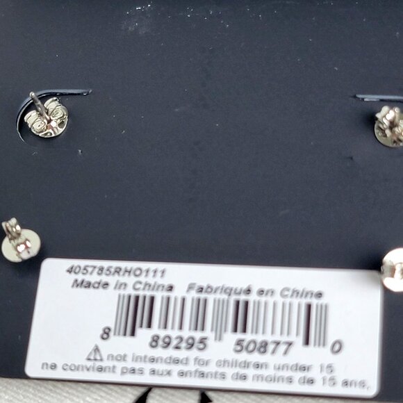 Coach Signature C & Stone Stud Earrings Set Silver Butterfly Close New With Tags - Picture 9 of 13